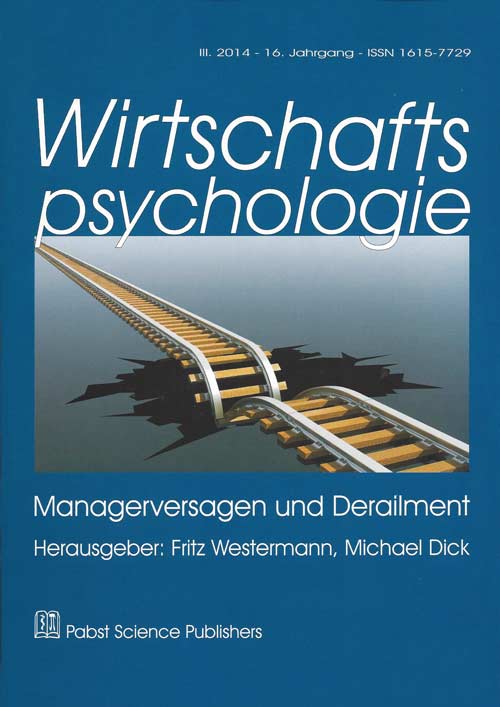 Diagnostik, Modellierung und Rekonstruktion von Managerversagen und Derailment (MvD): eine Bestandsaufnahme
Fritz Westermann & Michael Dick